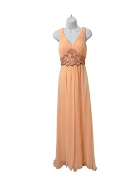 Sue Wong Dress NWT Formal Evening Gown Peach Beaded Maxi Formal Size 2